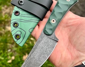 Custom Handmade Fixed Blade Knife, Premium N690 Steel EDC Bushcraft Knife, G10 Handle Camp Tool with Kydex Sheath, Gift for Men