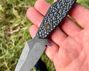 Handmade Compact EDC Fixed Blade Knife, N690 Stainless Steel Bushcraft Belt Knife, RichLite Handle Outdoor Tool Kydex Sheath, Mens Gift