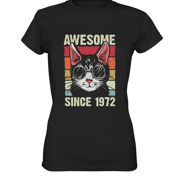 Awesome since 1972 Retro Katze Sonnenbrille 50. Geburtstag Vintage TShirt Shirt T-Shirt