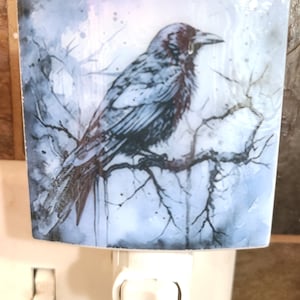 Fused Glass Raven Nightlight
