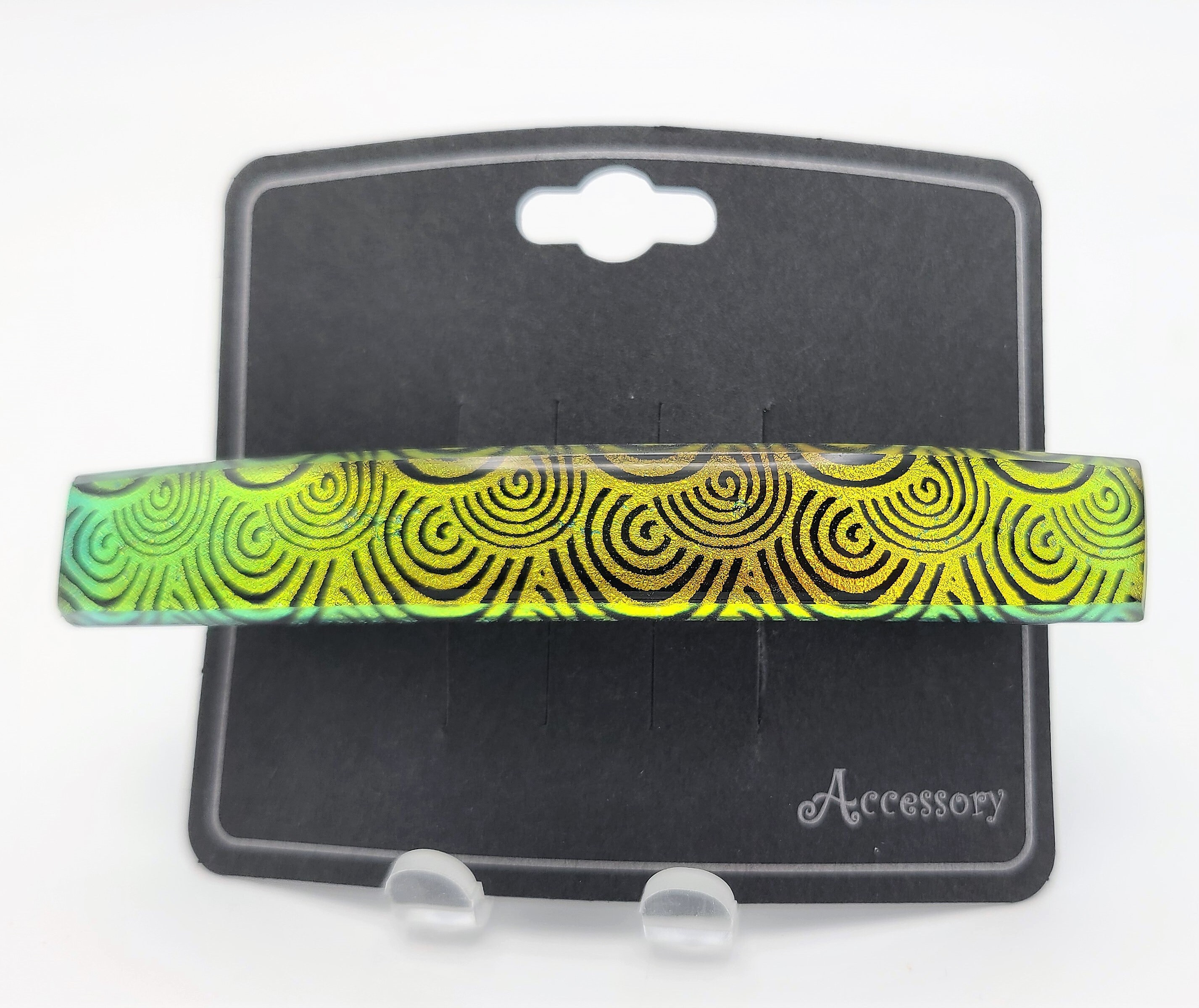 Fused Glass Barrette-spiral Dichroic in Gold & Green - Etsy