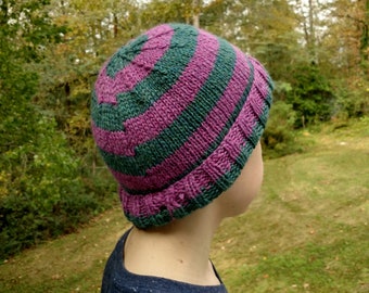 Raspberry Teal Alpaca Striped Hat