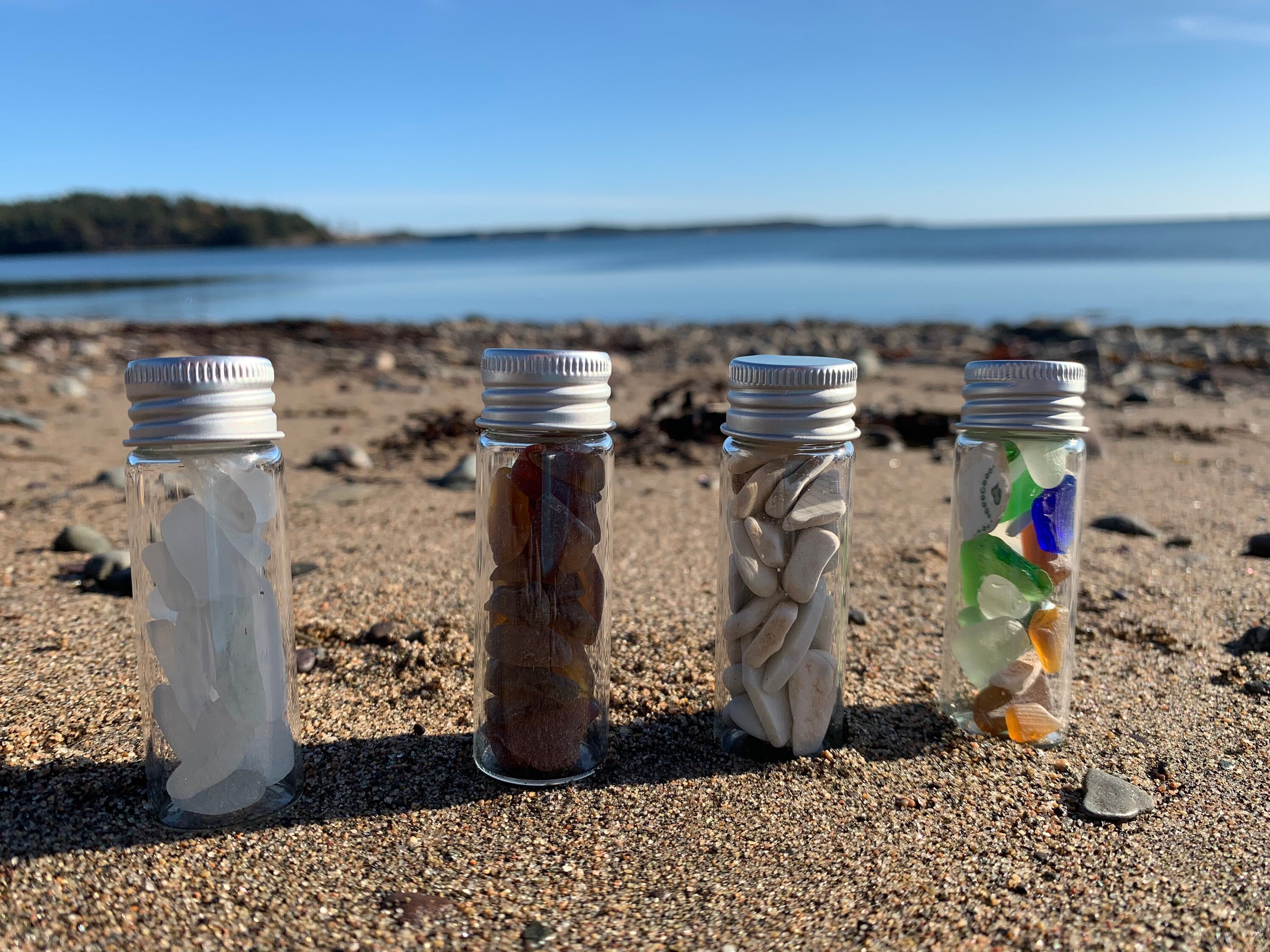 2 1/2 inch glass jars of Authentic Cape Breton sea glass. Etsy