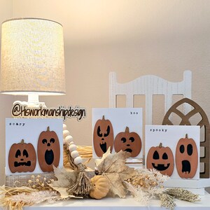Jack-o-lantern wood mini signs, Halloween/Fall decor, pumpkins, boo, spooky decor, Farmhouse decor, jack-o-lantern, pumpkins