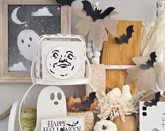 Mini letreros de otoño, Hombre en la Luna, Decoración de Feliz Halloween