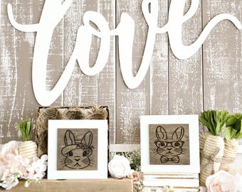 Easter/Spring bunny mini signs, neutral easter rustic decor, farmhouse decor, bunny decor
