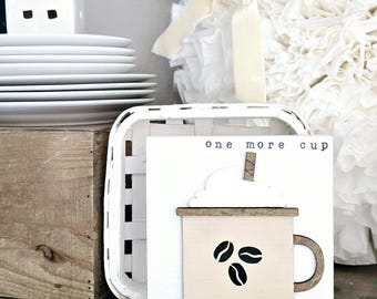Farmhouse Coffee Mug Wood Sign: Tiered Tray Decor (5x5 inch).