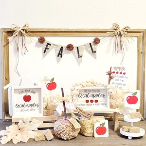 Estilo de casa de campo Fall apple themedini signos, mini decoración, tarjetas de manzana, decoración de otoño, decoración de bandeja escalonada, decoración de otoño, manzanas, decoración de manzana