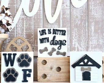 Dog Mini Sign: Tiered Tray Decor, Pet Lover Gift.