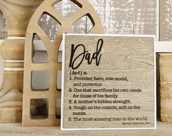 Dad Definition Mini Sign: Rustic Man Cave Decor.