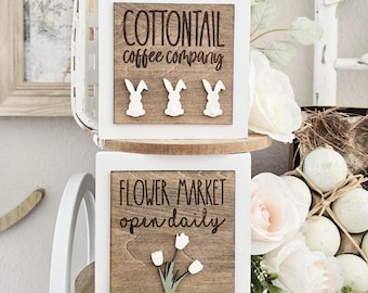 Easter Spring Mini Signs, Farmhouse Bunny Decor, Tier Tray Accent