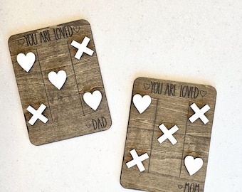 Personalizable Travel Tic Tac Toe Game: Laser Cut Plywood.