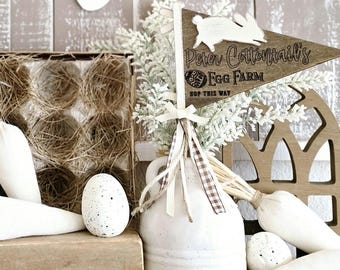 Spring/ Easter wood pennant flag, tiered tray decor, Easter decor, Peter Cottontail, bunny decor, seasonal decor, Happy Easter