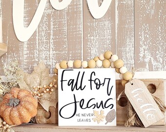 Fall for Jesus wood mini sign