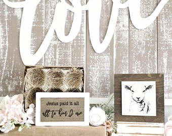 Lamb Mini Wood Sign: Rustic Farmhouse Decor