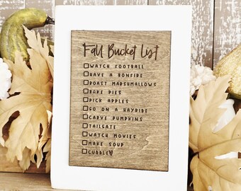 Letrero de madera estilo casa de campo, "Lista de deseos de otoño", decoración otoñal, decoración de bandeja escalonada