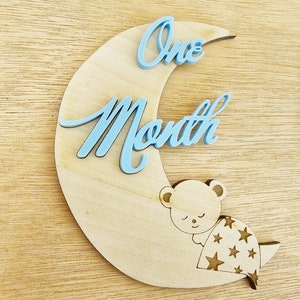 Wooden Baby Milestone Markers: Laser Cut Moon Crescents, Newborn Photo Prop