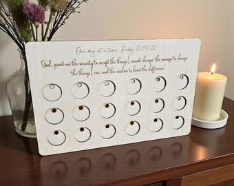 Personalized Serenity Prayer Recovery Token Display: AA Chip Holder, freestanding with stand