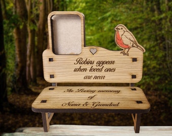 In memory, memorial bench, Robin, memorial decoration, personalised memorial decorations,