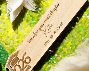 Personalised Teacher Bookmark Gift | Wooden School Leavers Gift | Custom Name Bookmark | End of Year Gift from Teacher | Classroom Keepsake