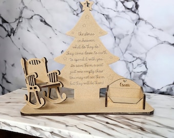 Personalised Christmas tree memorial dog bed, tealight holder, loved one in heaven, Christmas memorial, in memory,keepsake, rustic,