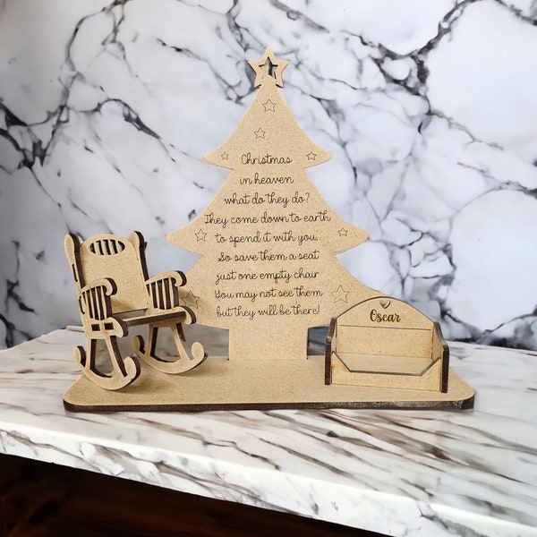 Personalised Christmas tree memorial dog bed, tealight holder, loved one in heaven, Christmas memorial, in memory,keepsake, rustic,