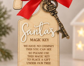 Personalised Santa Magic Key | Wooden Santa Key for No Chimney | Christmas Eve Tradition | Personalised Christmas Gift for Children