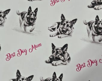 Personalised German shepherd wrapping paper, personalised gift wrap, dog wrapping paper