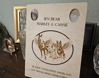 Personalized Pet Memorial Frame with Ashes or Fur Keepsake | Custom Pet Loss Gift | Wooden Remembrance Plaque