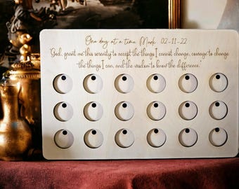 Personalised Serenity Prayer Recovery Token Display, recovery tokens, Personalized Serenity Prayer Recovery Chip Holder, AA display,