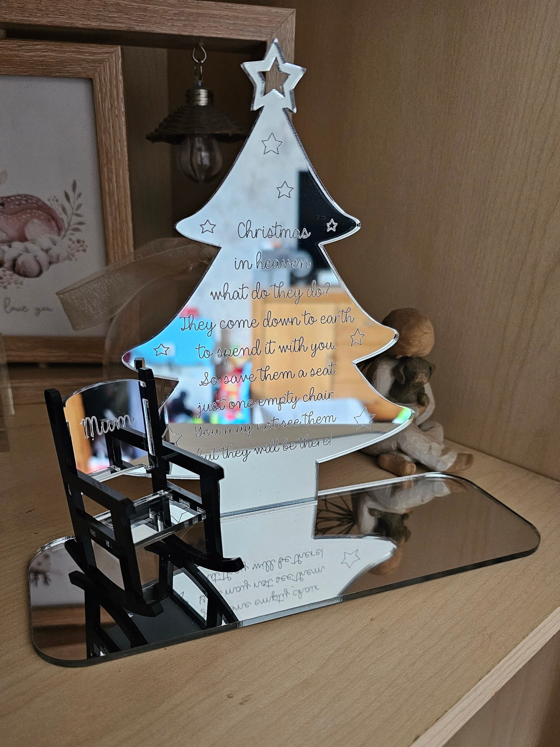 Personalised Christmas in Heaven Memorial, Silver Mirror, Bespoke - Main Image