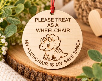 Pushchair Safe Space Sign | Neurodiverse Child Accessibility Sign | Please Treat As A Wheelchair | Dinosaur Additional Needs Buggy Sign