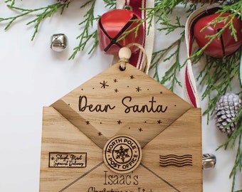 Personalised Christmas list Envelope , letter to santa, Christmas list, Christmas tree decoration, rustic Christmas