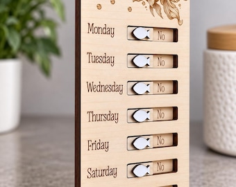 Have The Fish Been Fed? Fridge Magnet | Wooden Fish Feeding Tracker | Pet Feeding Reminder | Goldfish Care Chart | Aquarium Gift