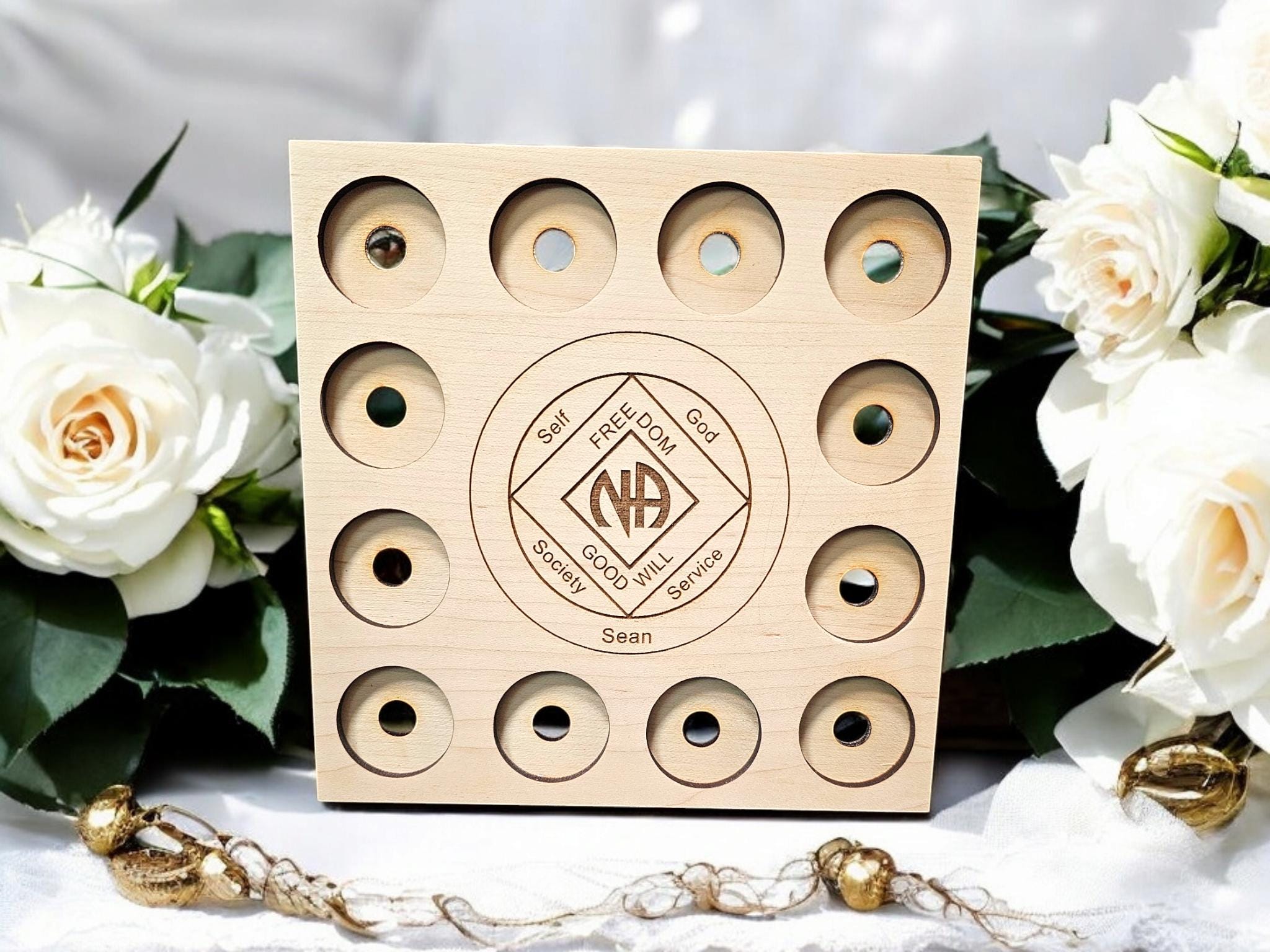 Personalised NA Medallion Holder, Personalized Narcotics Anonymous Recovery Coin Display Plaque, sponsor gift