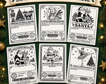 Christmas Santa Delivery Label Bundle | 6 x 4 Thermal Printer PNG | North Pole Gift Labels | Christmas Eve Digital Download