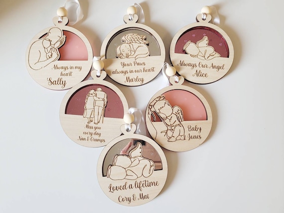 Personalized Memorial Gift When Angels Are Near Acrylic Ornament Designed By Homely-Mariana