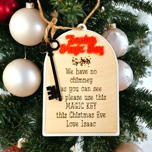 Personalised Santa's magic key hanging ornament, children's Christmas decoration, magic key, Personalised Christmas, keepsake