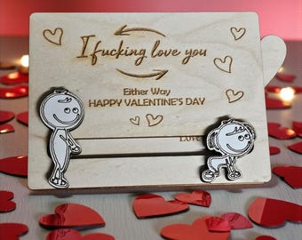 Funny Valentine’s Day Card | “I F*cking Love You” Naughty Wood Card | Adult Valentine Gift for Partner, Spouse, Boyfriend or Girlfriend