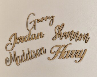 Personalised Place Names, Laser cut wooden names, Wedding Guest Seating,  Wedding Seating,
