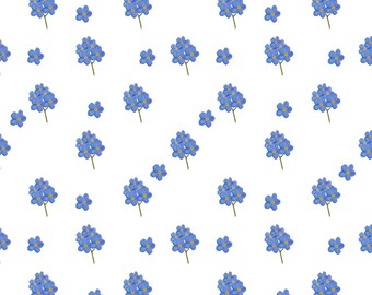 Hand drawn forget me not seamless pattern, digital download, png, 4 colours
