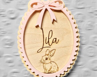 Personalised Easter basket tag, bunny design, Easter gift, keepsake