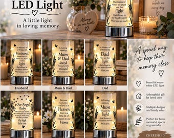 Memorial LED Light, In Loving Memory Lamp, Mum Dad Husband Remembrance Gift, Angel Baby Memorial, Bereavement Sympathy Gift