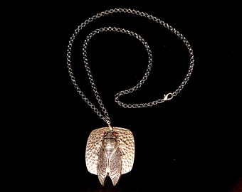 Long metal Cicada Necklace