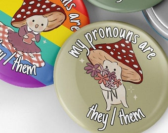 Custom Pronoun Pin | They Them Pin | Pride Queer Pronoun Pin | 1.25" / 2.25" / 3" FREE SHIPPING! (USA)