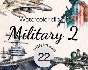 Military Army Watercolor png Clipart Bundle | Sublimation Decorative Craft Supplies | Digital Clipart | FREE COMMERCIAL USE