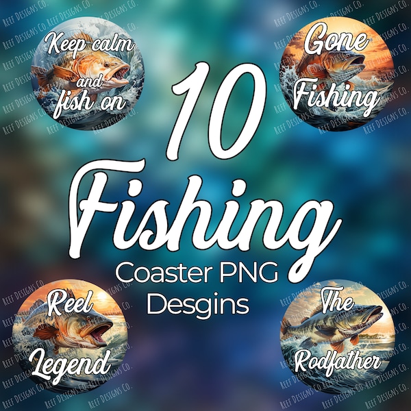 Fishing Car Coaster PNG, Fishing Quotes Car Coaster Sublimation Design, Gone Fishing Coaster Bundle, Lake Coaster PNG, Fishing Round PNG