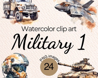 Military Army Watercolor png Clipart Bundle | Decorative Craft Supplies | FREE COMMERCIAL USE