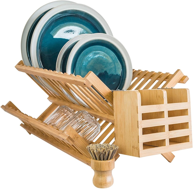 Wooden Dish Drying Rack Bamboo Collapsible Dish Rack Includes Etsy
