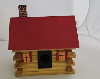 Handcrafted Wooden Log Cabin Bird House